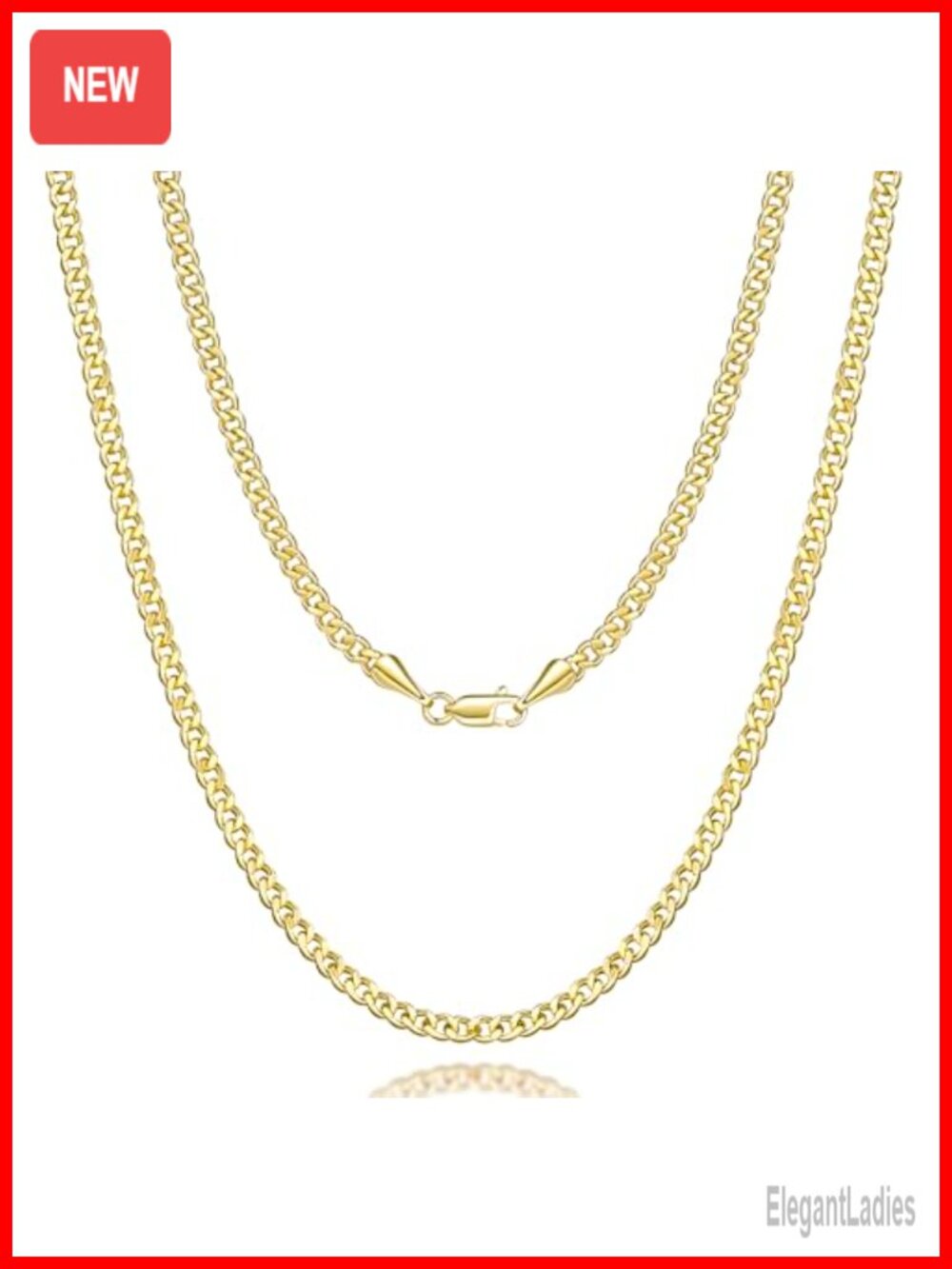 14k Gold Cuban Link Chain Necklace 3mm Lobster Clasp 20in